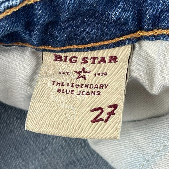 Big Star Jean Shorts Womens Size 27 Blue Denim Distressed Dark Wash Discontinued - Picture 2 of 6